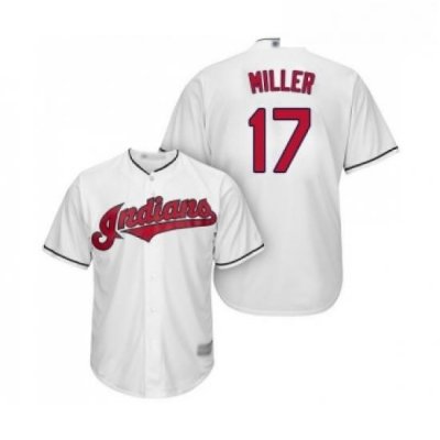 Youth Cleveland Indians 17 Brad Miller Authentic White Home Cool Base Baseball Jersey