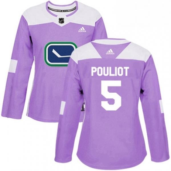 Womens Adidas Vancouver Canucks 5 Derrick Pouliot Authentic Purple Fights Cancer Practice NHL Jersey