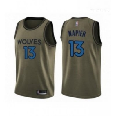 Mens Minnesota Timberwolves 13 Shabazz Napier Swingman Green Salute to Service Basketball Jersey