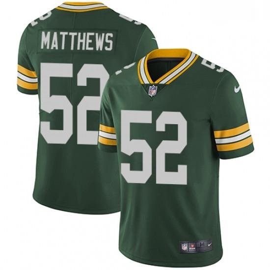 Men Nike Green Bay Packers 52 Clay Matthews Green Team Color Vapor Untouchable Limited Player NFL Jersey