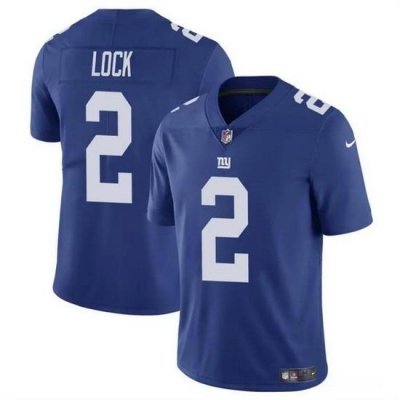 Men New York Giants 2 Drew Lock Blue Vapor Untouchable Limited Stitched Jersey