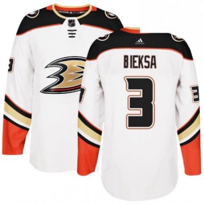 Mens Adidas Anaheim Ducks 3 Kevin Bieksa Authentic White Away NHL Jersey