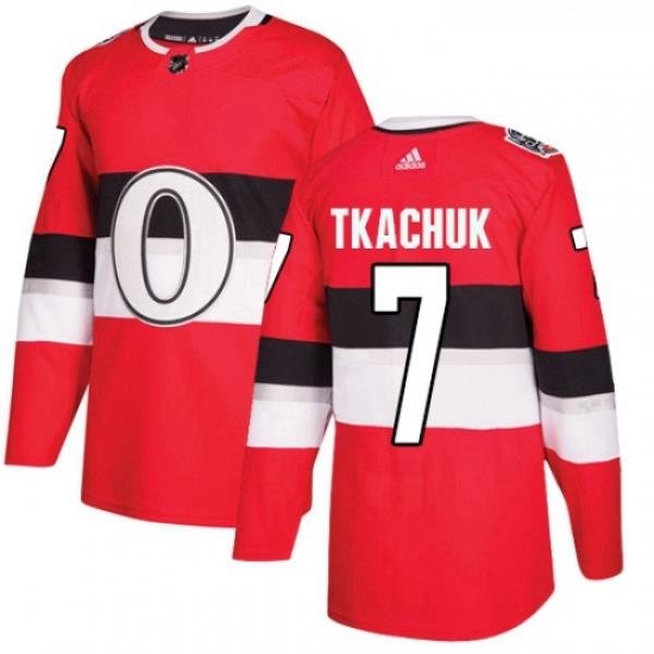 Youth Adidas Ottawa Senators 7 Brady Tkachuk Authentic Red 2017 100 Classic NHL Jersey