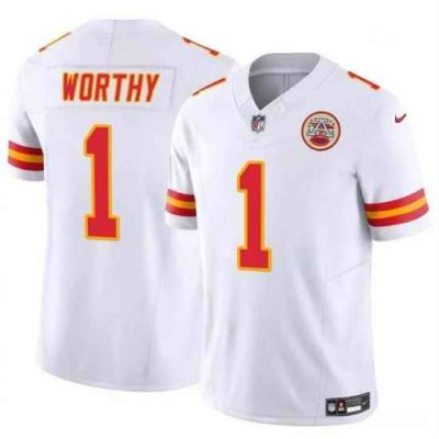 Youth Kansas City Chiefs 1 Xavier Worthy White 2023 F U S E Vapor Untouchable Limited Stitched Football Jersey