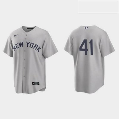 Men NeW York Yankees 41 Miguel Andujar Men Nike Gray 2021 Field of Dreams Game MLB Jersey