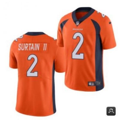 Men Denver Broncos #2 Patrick Surtain II 2021 NFL Draft Orange Vapor Untouchable Limited Stitched Jersey