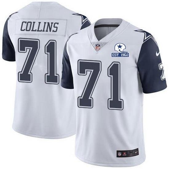 Nike Cowboys 71 La 27el Collins White Men Stitched With Established In 1960 Patch NFL Limited Rush Jersey