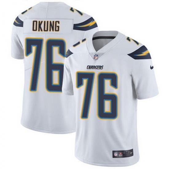 Nike Chargers #76 Russell Okung White Mens Stitched NFL Vapor Untouchable Limited Jersey