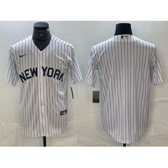 Men NeW York Yankees Blank White Cool Base Stitched Baseball Jersey