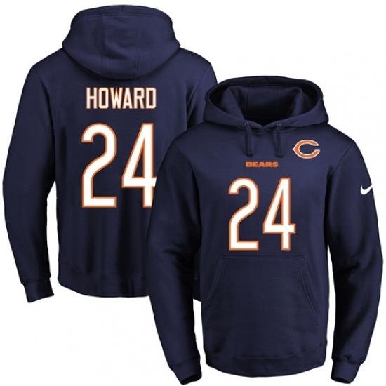 NFL Mens Nike Chicago Bears 24 Jordan Howard Navy Blue Name Number Pullover Hoodie