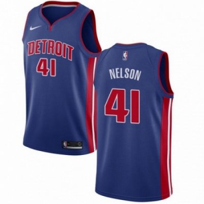 Mens Nike Detroit Pistons 41 Jameer Nelson Swingman Royal Blue NBA Jersey Icon Edition