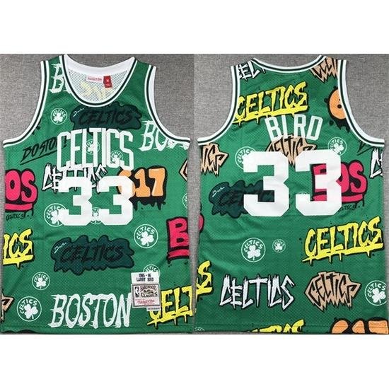 Men Boston Celtics 33 Larry Bird Green 1995 96 Throwback Stitched Jersey