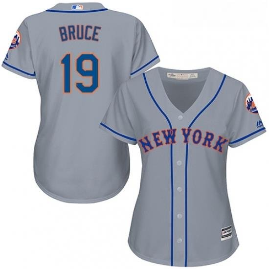 Womens Majestic New York Mets 19 Jay Bruce Authentic Grey Road Cool Base MLB Jersey