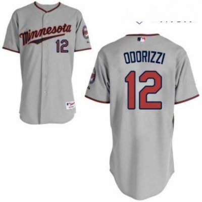 Mens Majestic Minnesota Twins 12 Jake Odorizzi Authentic Grey Road Cool Base MLB Jersey