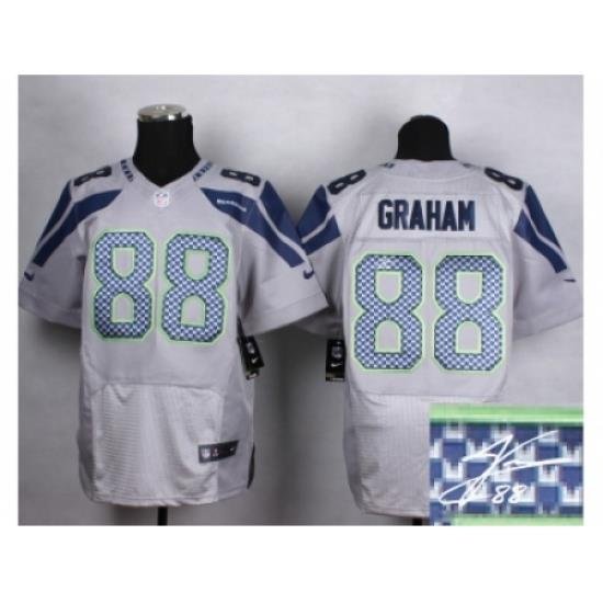 Nike Seattle Seahawks 88 Jimmy Graham Grey Elite Signature NFL Jersey