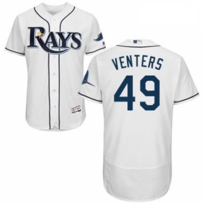 Mens Majestic Tampa Bay Rays 49 Jonny Venters Home White Home Flex Base Authentic Collection MLB Jersey