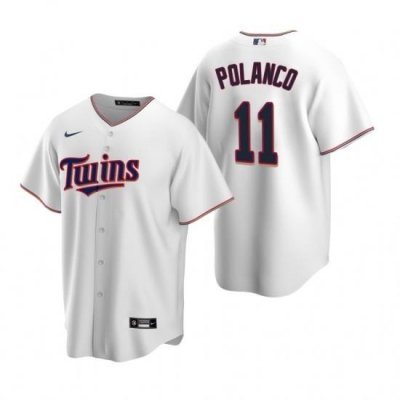 Mens Nike Minnesota TWins 11 Jorge Polanco White Home Stitched Baseball Jersey