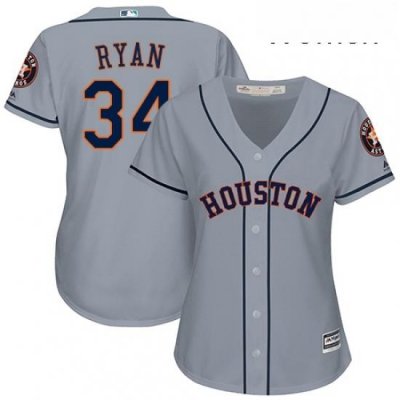 Womens Majestic Houston Astros 34 Nolan Ryan Authentic Grey Road Cool Base MLB Jersey