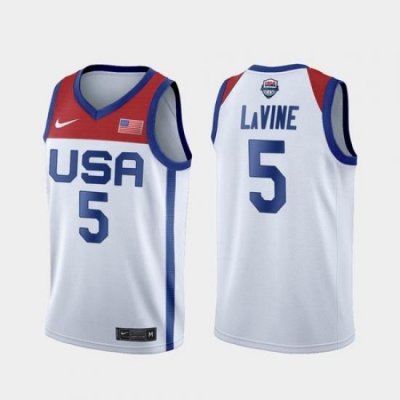 Men's USA Team Zach LaVine Home White 2021 Tokyo Olympics Jersey