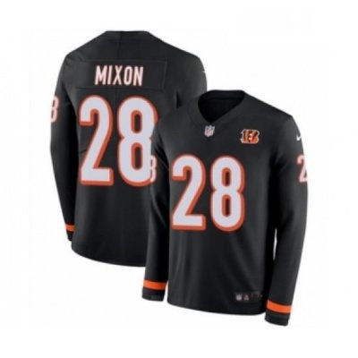 Youth Nike Cincinnati Bengals 28 Joe Mixon Limited Black Therma Long Sleeve NFL Jersey