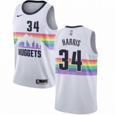 Mens Nike Denver Nuggets 34 Devin Harris Swingman White NBA Jersey City Edition