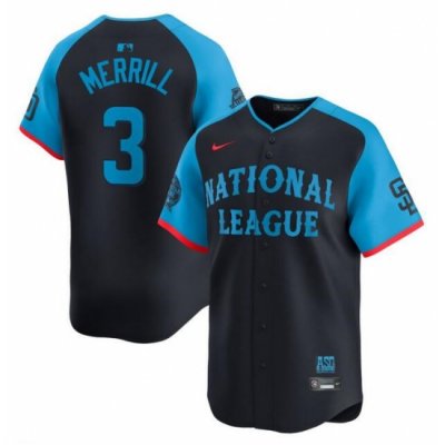 Youth National League 3 Jackson Merrill Navy 2024 All Star Limited Stitched Baseball Jersey