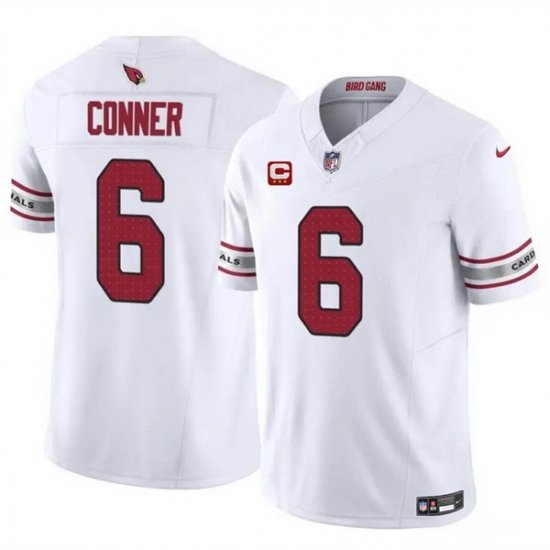 Men Arizona Cardinals 6 James Conner White 2024 F U S E  With 3 Star C Patch Vapor Untouchable Limited Stitched Football Jersey