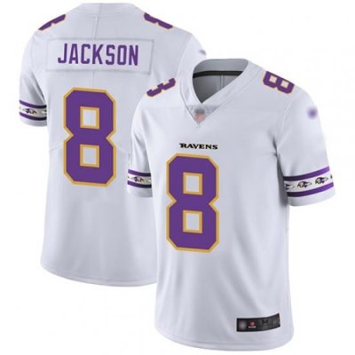 Ravens 8 Lamar Jackson White Mens Stitched Football Limited Team Logo Fashion Jersey