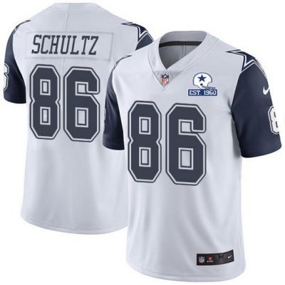 Nike Cowboys 86 Dalton Schultz White Men Stitched With Established In 1960 Patch NFL Limited Rush Jersey