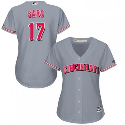 Womens Majestic Cincinnati Reds 17 Chris Sabo Authentic Grey Road Cool Base MLB Jersey