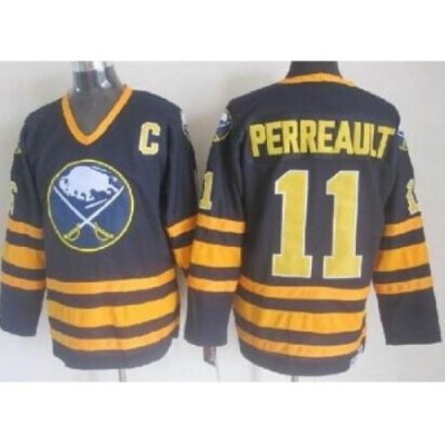 Buffalo Sabres 11 Gilbert Perreault Dark Blue Throwback CCM NHL Jerseys