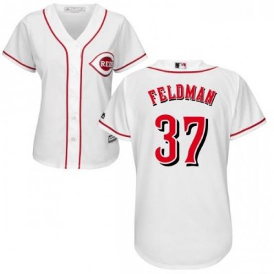 Womens Majestic Cincinnati Reds 37 Scott Feldman Authentic White MLB Jersey