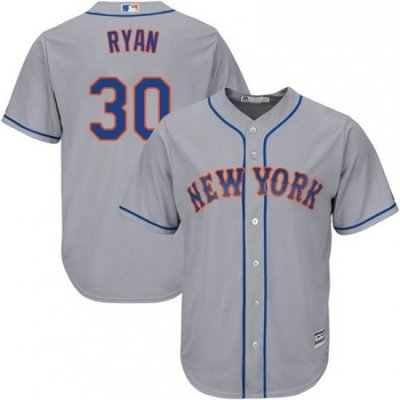 Mens Majestic NeW York Mets 30 Nolan Ryan Replica Grey Road Cool Base MLB Jersey