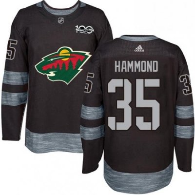 Mens Adidas Minnesota Wild 35 Andrew Hammond Authentic Black 1917 2017 100th Anniversary NHL Jersey