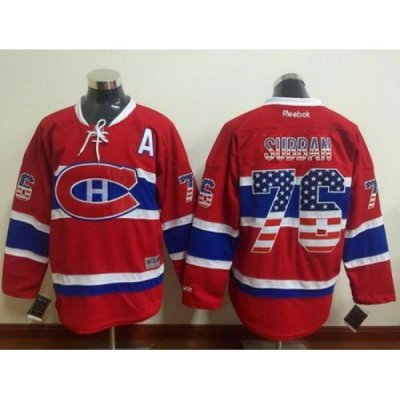 Canadiens  #76 P K Subban Red USA Flag Fashion Stitched NHL Jersey