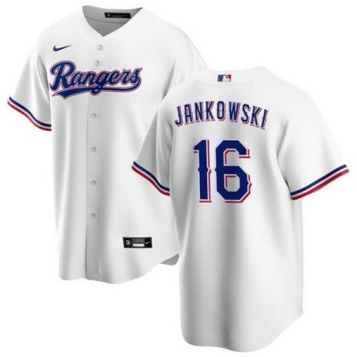 Men Texas Rangers 16 Travis JankoWski White Cool Base Stitched Baseball Jersey