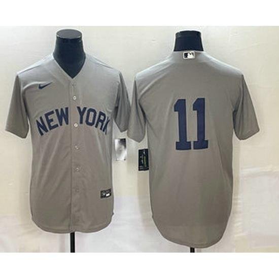 Men's NeW York Yankees #11 Anthony Volpe 2021 Grey Field of Dreams Cool Base Stitched Baseball Jersey