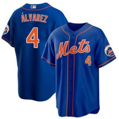 Men Nike NeW York Mets Francisco Alvarez #4 Blue Stitched MLB jersey