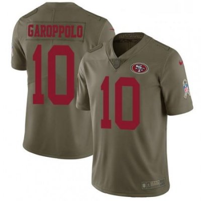 Mens Nike San Francisco 49ers 10 Jimmy Garoppolo Limited Olive 2017 Salute to Service NFL Jersey