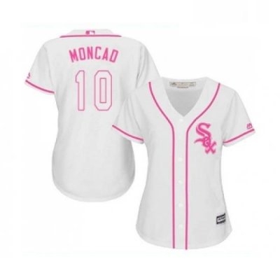 Womens Majestic Chicago White Sox 10 Yoan Moncada Replica White Fashion Cool Base MLB Jerseys