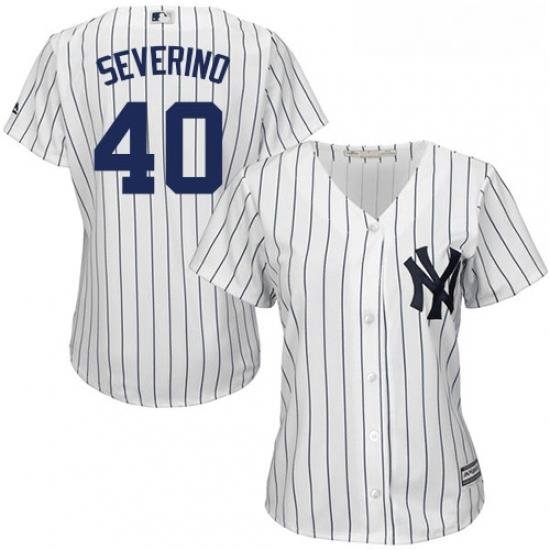 Womens Majestic New York Yankees 40 Luis Severino Authentic White Home MLB Jersey