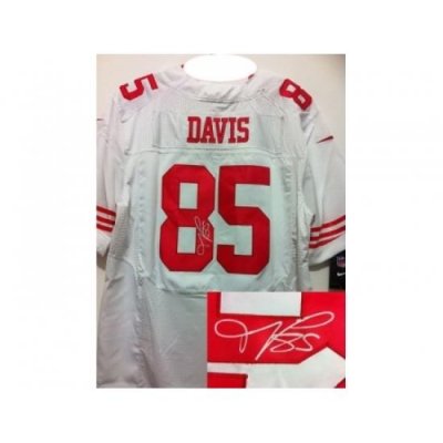 Nike San Francisco 49ers 85 Vernon Davis White Elite Signed NFL Jersey