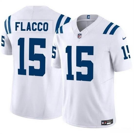 Men Indianapolis Colts 15 Joe Flacco White 2024 F U S E  Vapor Limited Stitched Football Jersey