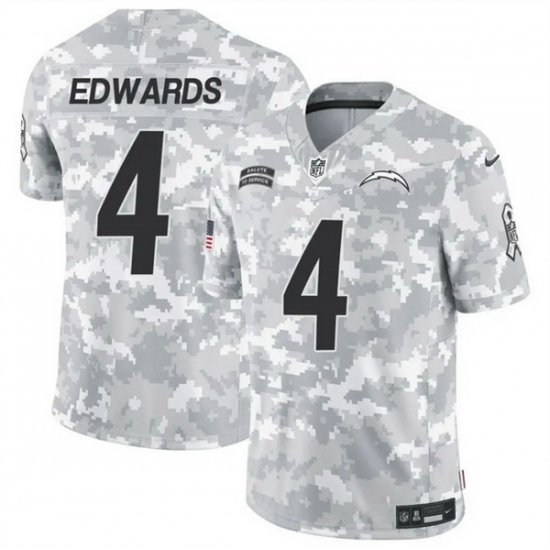 Men Los Angeles Chargers 4 Gus Edwards 2024 F U S E Arctic Camo Salute To Service Limited Stitched Football Jersey