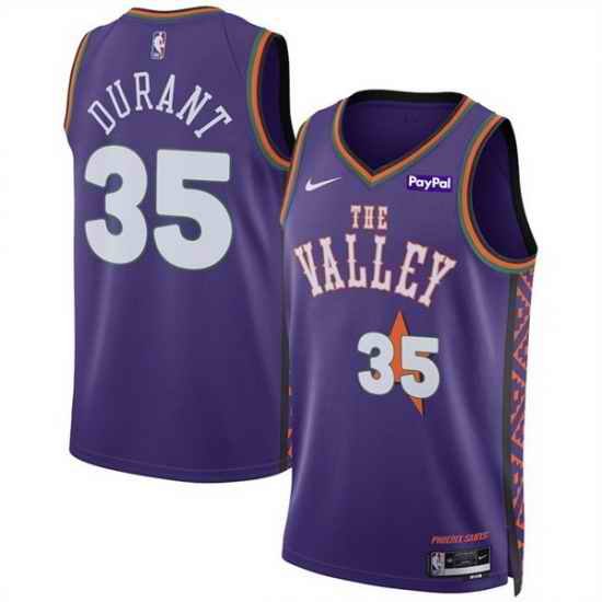 Men Phoenix Suns 35 Kevin Durant Purple 2024 25 City Edition Stitched Basketball Jersey