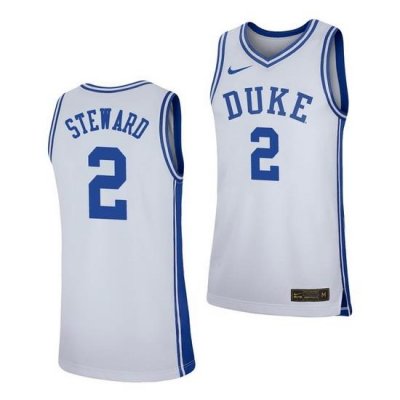 Duke Blue Devils Dj Steward White Replica Men'S Jersey