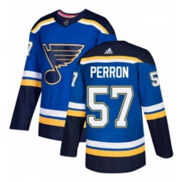 Youth Adidas St Louis Blues 57 David Perron Authentic Royal Blue Home NHL Jersey