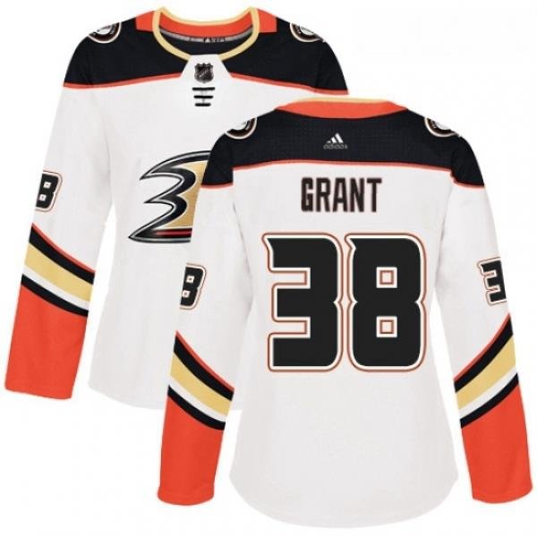 Womens Adidas Anaheim Ducks 38 Derek Grant Authentic White Away NHL Jersey