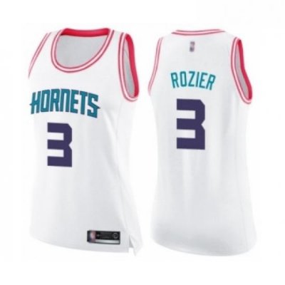 Womens Charlotte Hornets 3 Terry Rozier Swingman White Pink Fashion Basketball Jersey