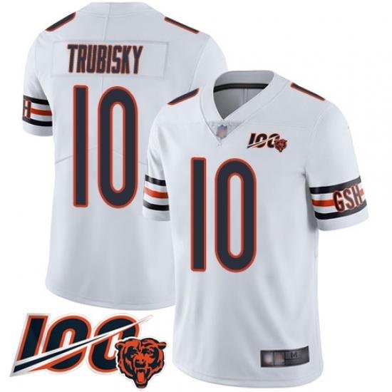 Men Chicago Bears 10 Mitchell Trubisky White Vapor Untouchable Limited Player 100th Season Football Jersey